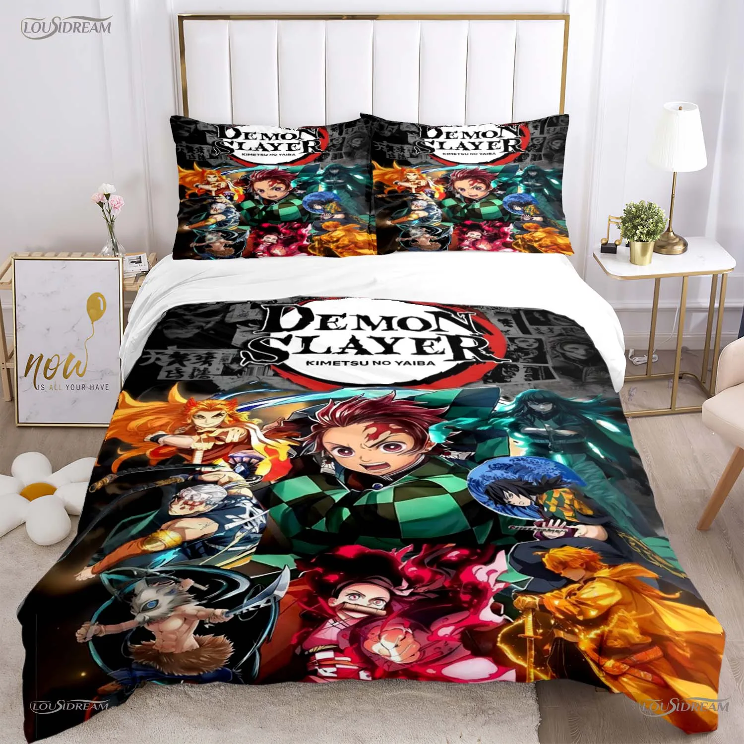 Casal Anime Demon Slayer All Season Duvet Cover Comforter Bedding Sets Soft Quilt Cover and Pillowcases Single/Double/Queen/King
