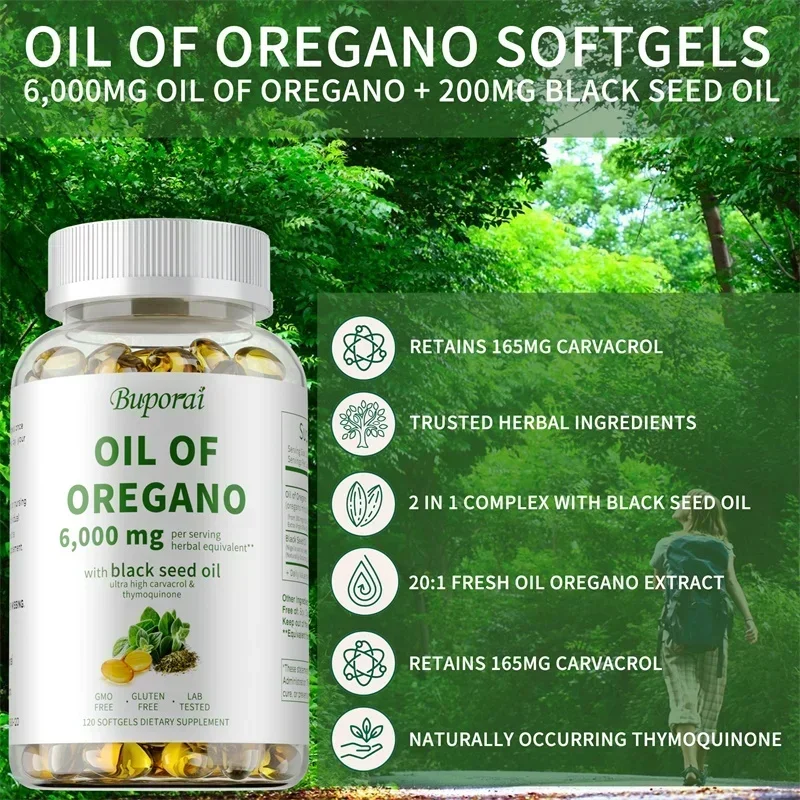 Oil of Oregano Capsules - with Black Seed Oil Strength For Gut Health, Digestive Health, Immune Support - Image 3