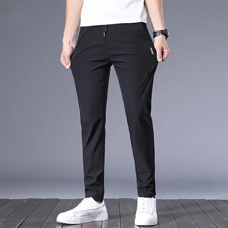 Hot Men's Casual Pants Chinos Elastic Cotton Seluar Long Trousers Khaki Black Pants for Men - Image 6