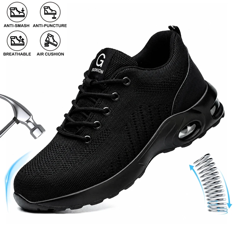 Lightweight Comfortable Steel Toe Sneakers for Women Men Full Sizes Impact Resistant Work Shoes All Seasons Industrial Safety Shoes Wear Resistant Durable Construction Footwear Perfect for Long Work Days Great Labor Day Gift