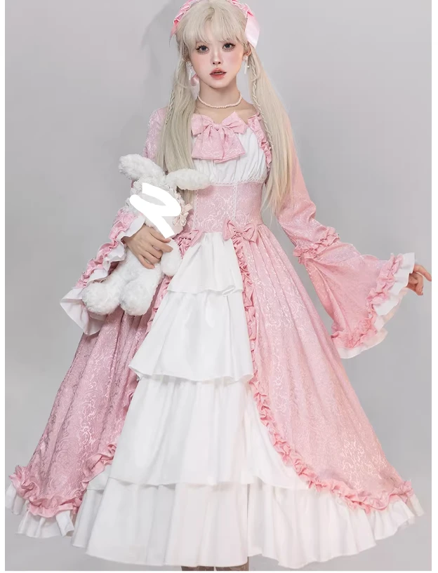 Large Size European Gothic Lolita Retro Princess Court Dress Fashion High Waist A-line Personality Dark Flare Sleeve Dresses - Image 2
