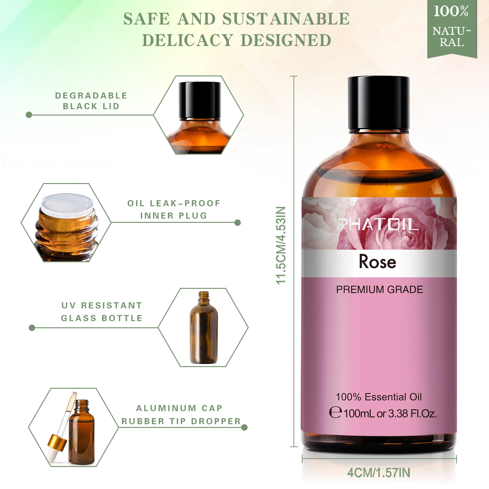 100ML Pure Natural Rose Essential Oils Humidifier Diffuser Lavender Vanilla Peppermint Geranium Cloves Basil Tea Tree Aroma Oil - Image 4