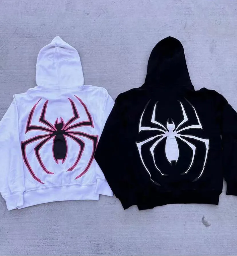 Full Zip Up Spider Hoodie Women Men Streetwear Harajuku Graphic Oversized Jacket Hood Shirt Punk Gothic Y2K Clothes Sweatshirt - Image 4