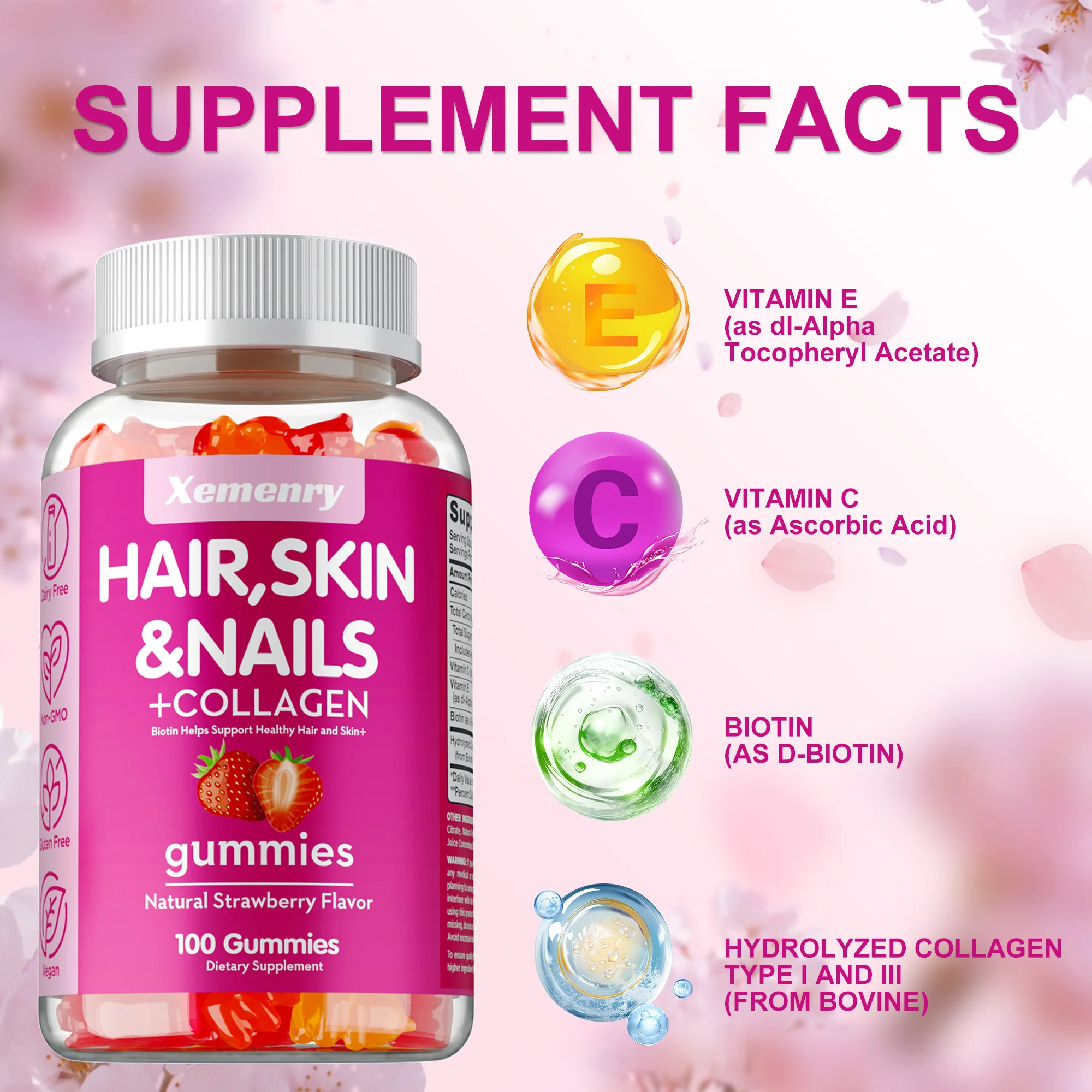 High Potency Biotin Gummies - for Healthy Hair, Skin & Nails, Hair Vitamins for Men & Women | Gluten Free - Image 3