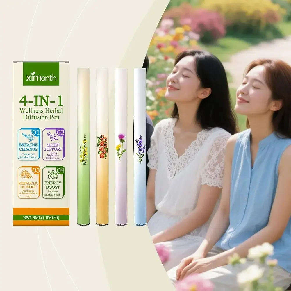 4 In 1 Air Freshening Pen: Relaxing The Senses Clear Pen Diffuser Lung-Cleansing Aromatherapy Refreshing Breathing Invigora M6P4 - Image 4