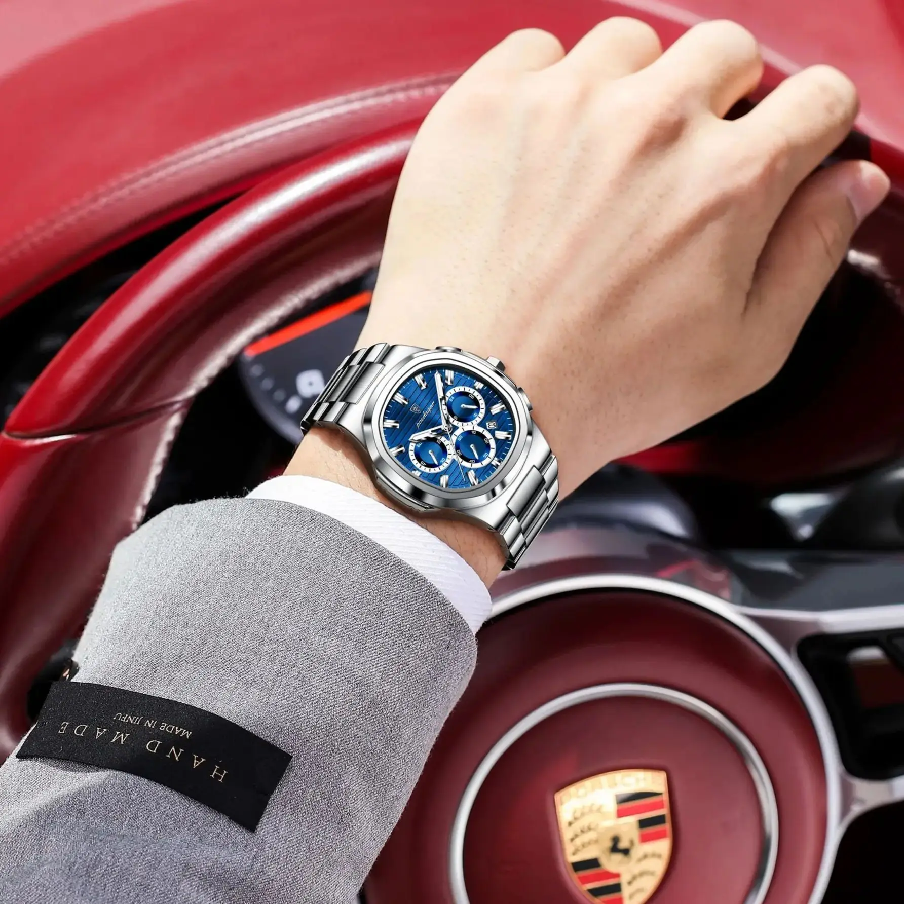 POEDAGAR Business Man Wristwatch Date Chronograph Waterproof Luminous Luxury Men Watch Stainless Steel Quartz Men's Watches Male - Image 4