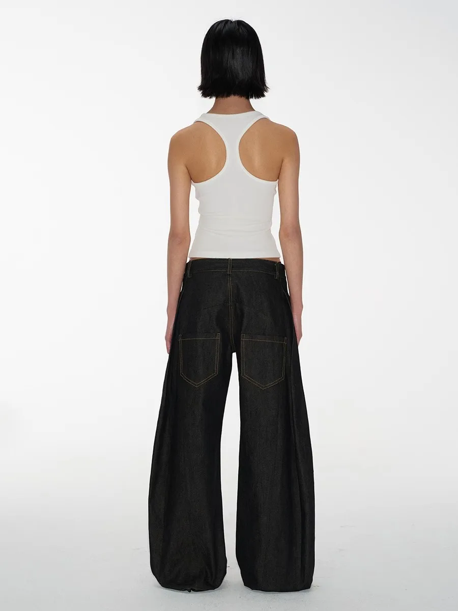 Vintage Baggy Low Waist Jeans Women Y2K Wide Leg Pants Oversized Harajuku White Lace Straight Leg Jeans - Image 4