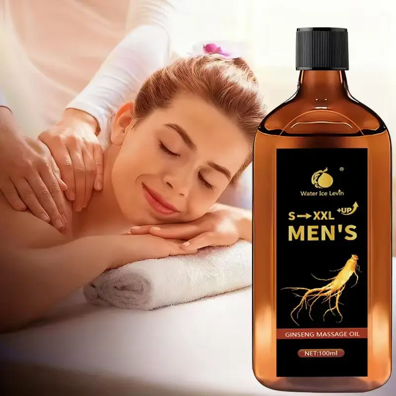 Water Ice Levin Men's Ginseng Massage Oil, 100ml, Boosts Moisture & Firmness, Enlarges from S to XXL with Circular Massage