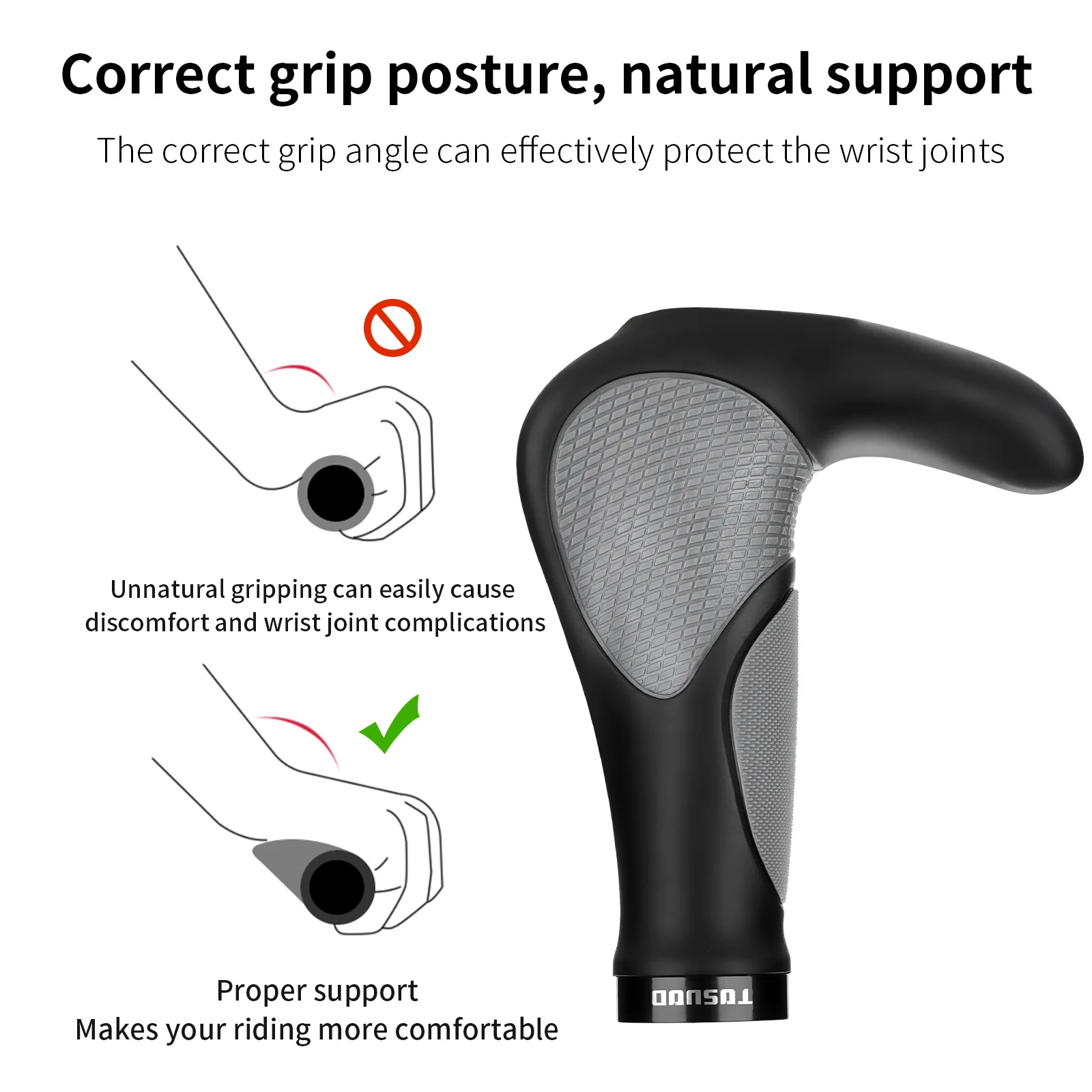 TOSUOD Bicycle Handlebar Grips Ergonomic Design Bionic Gecko Palm Texture Non-Slip Shock-Absorbing Bike Handlebar Grips Cycling Accessories - Image 6