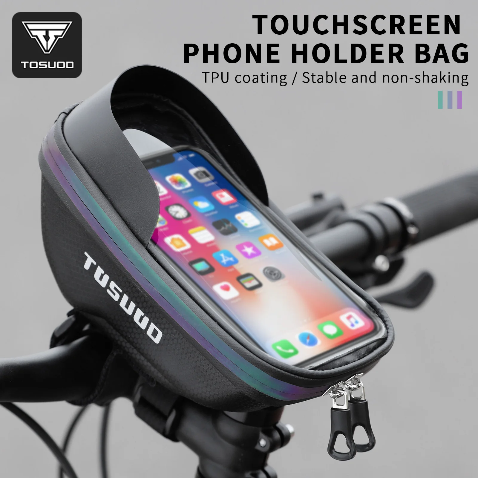 TOSUOD EVA Hard Shell Bicycle Top Tube Bag Waterproof Phone Pocket Touch Screen Phone Bag Cycling Top Tube Pouch