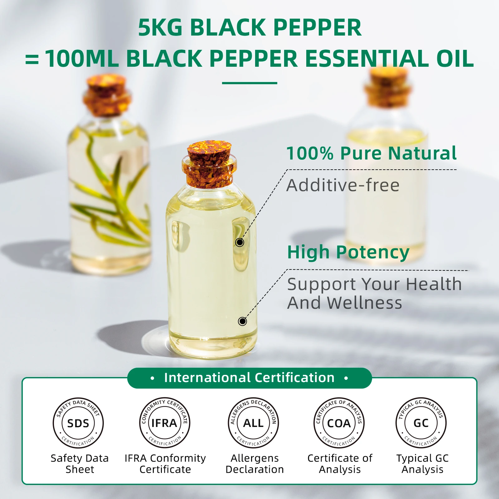 100ML Black Pepper Essential Oils, HIQILI 100% Pure Spice OIil Used for Diffuser, Humidifer, Relieving Stress, Making candles - Image 5