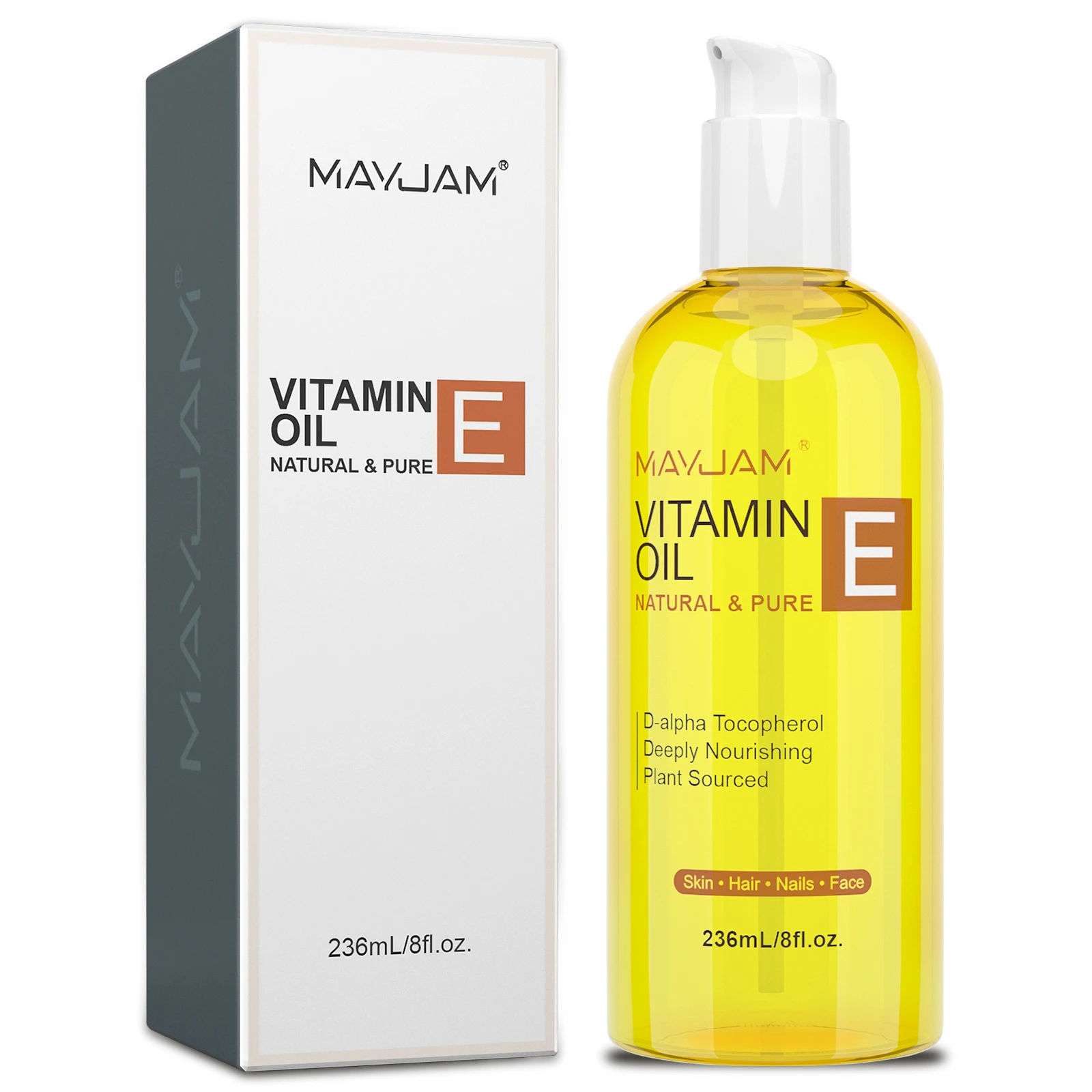 MAYJAM Vitamin E Oil Pure Natural Oil for Face and Skin Care Body Massage Oil for Body Care 118ml 236ml Essential Oil Moisturize