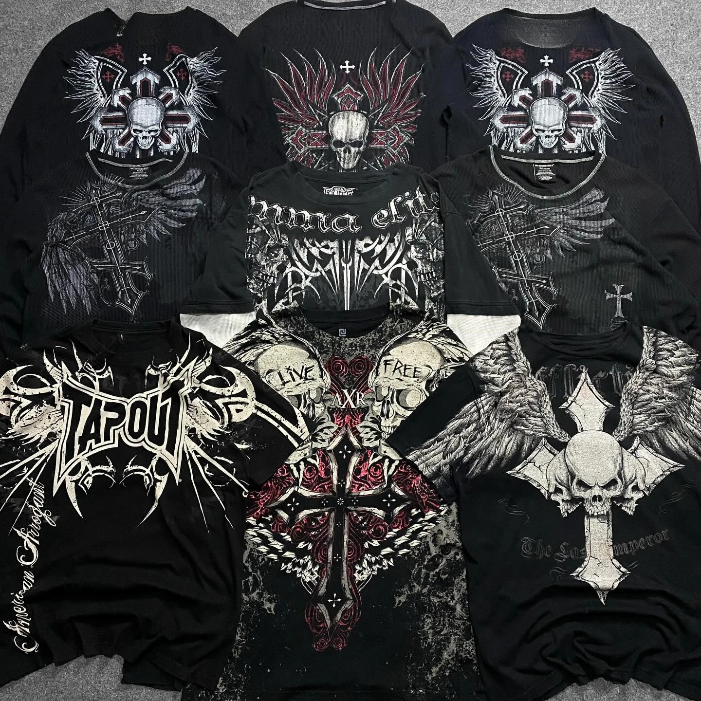 Alt Style Y2K Gothic Long Sleeve Pattern Oversized T Shirt High Street Breathable Cotton Women Man Casual Top
