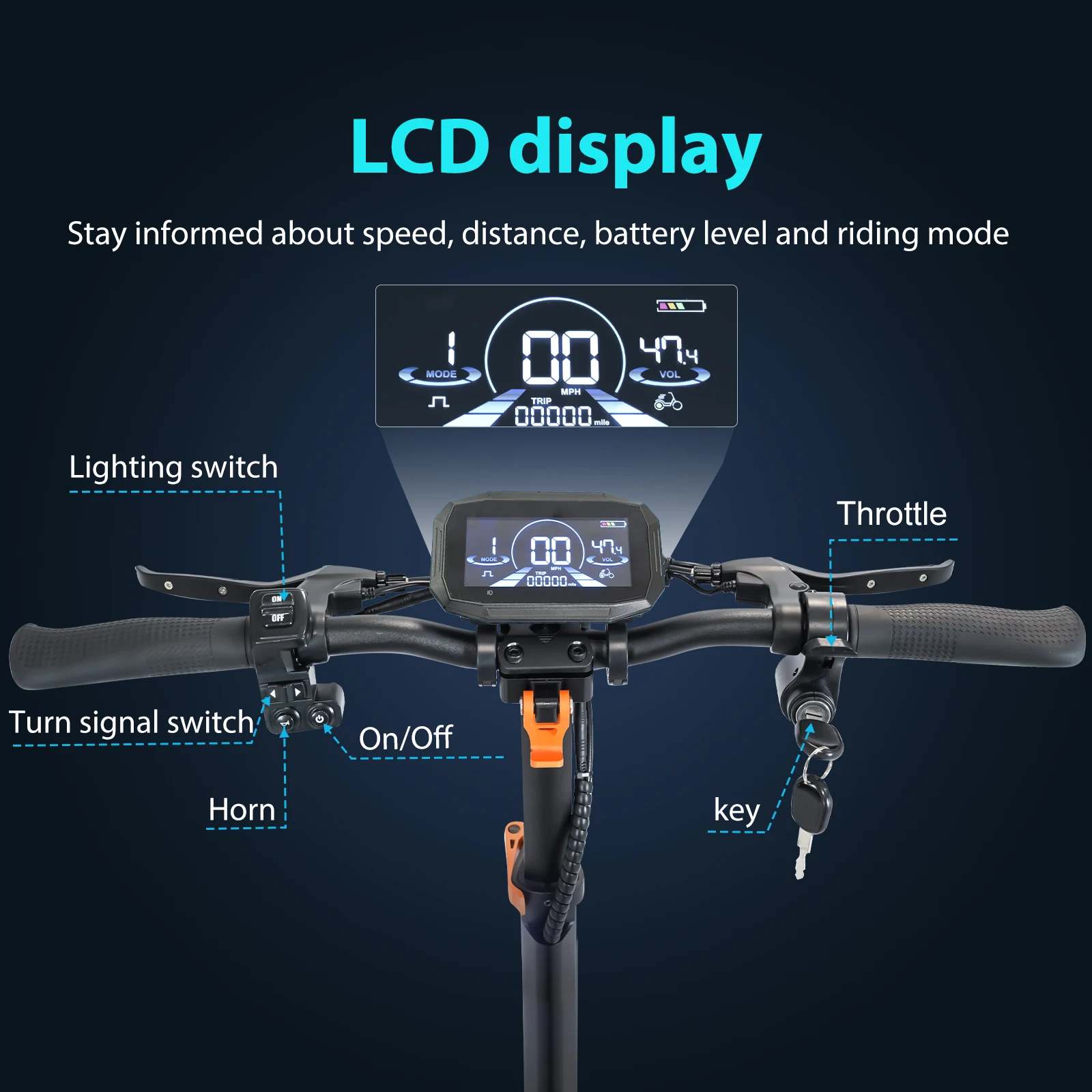 Electric Scooter1600W Motor for Adults, 48V Battery, Up to 50 Miles Range, 10 Inch Tires - Image 5