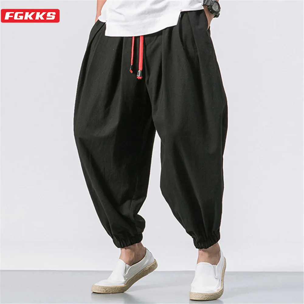 FGKKS New Oversize Men Loose Harem Pants Autumn Chinese Overweight Sweatpants Cotton Quality Casual Brand Trousers Male