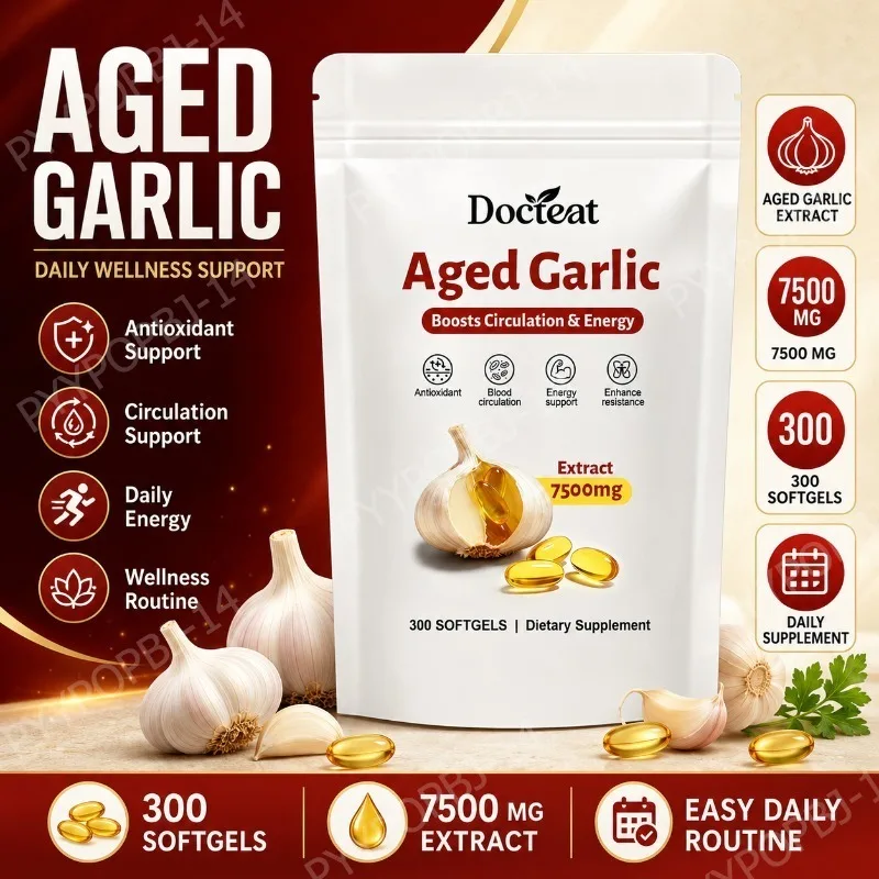 Docteat Aged Garlic Extract 7500mg Antioxidant Support for Daily Wellness 300 Softgels Overall Wellness for Adults Non-GMO