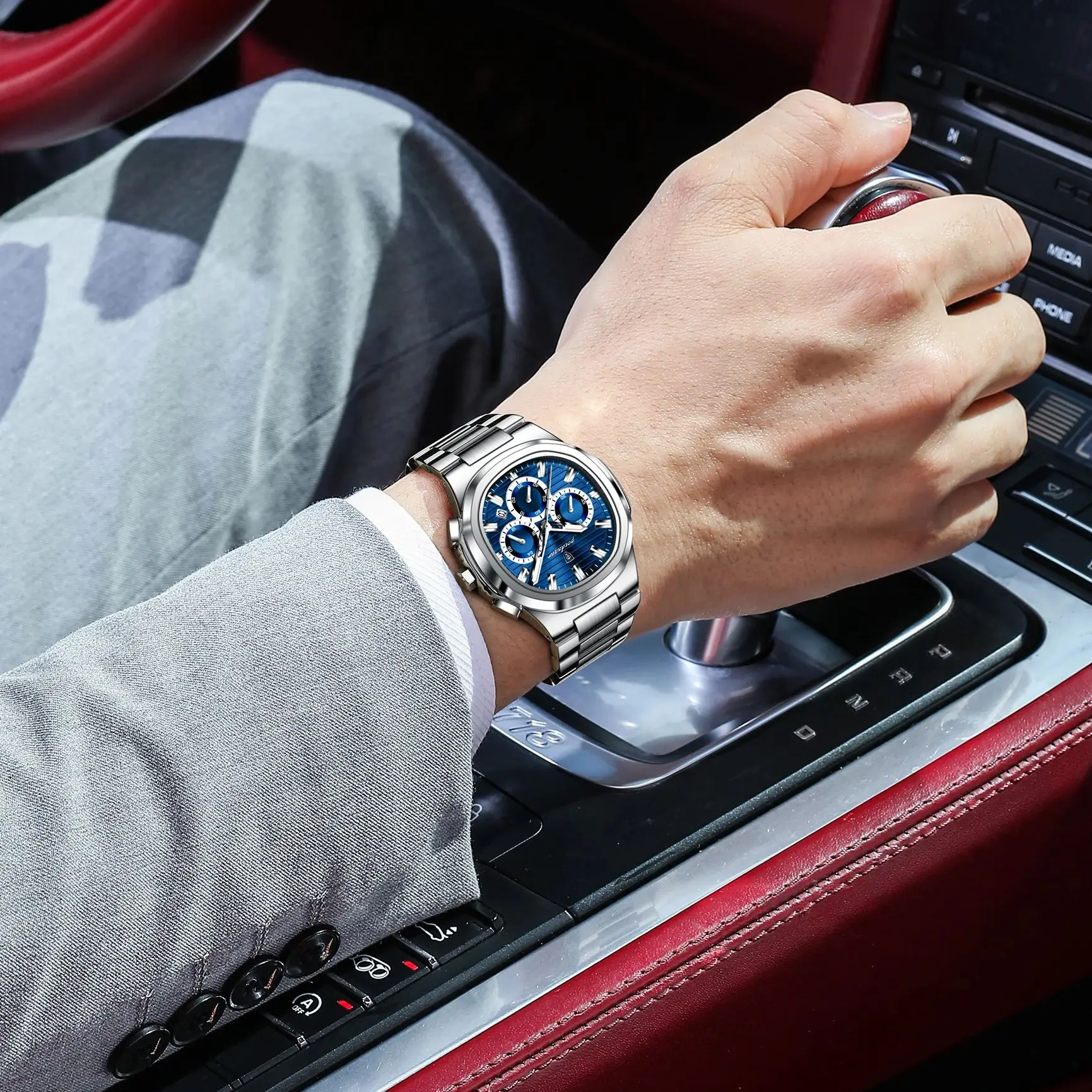POEDAGAR Business Man Wristwatch Date Chronograph Waterproof Luminous Luxury Men Watch Stainless Steel Quartz Men's Watches Male - Image 6