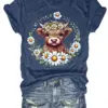 women's plus size tank top Cow With Daisy Wreath Suitable for sports and daily wear summer beach vacation tops womens clothes