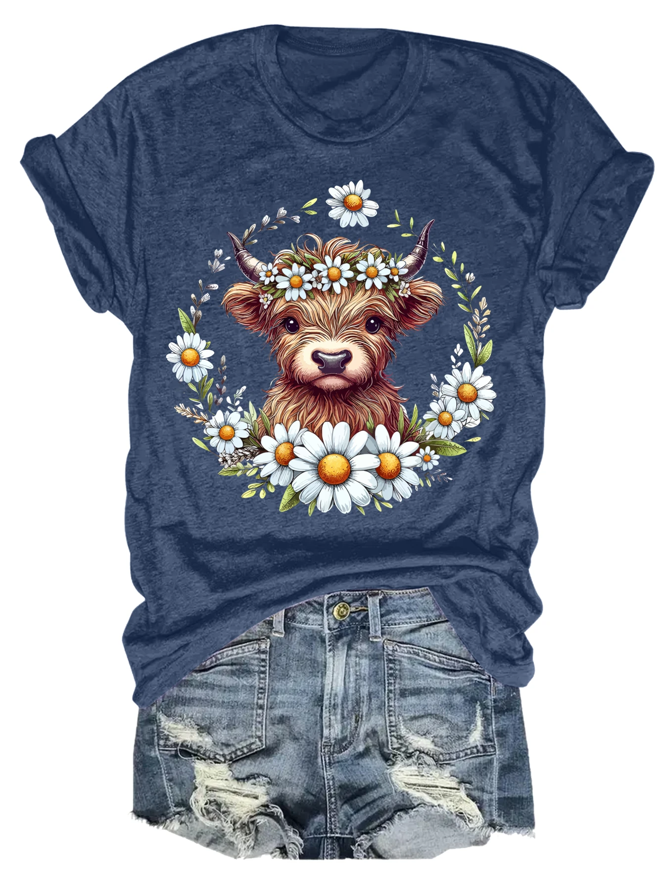women's plus size tank top Cow With Daisy Wreath Suitable for sports and daily wear summer beach vacation tops womens clothes