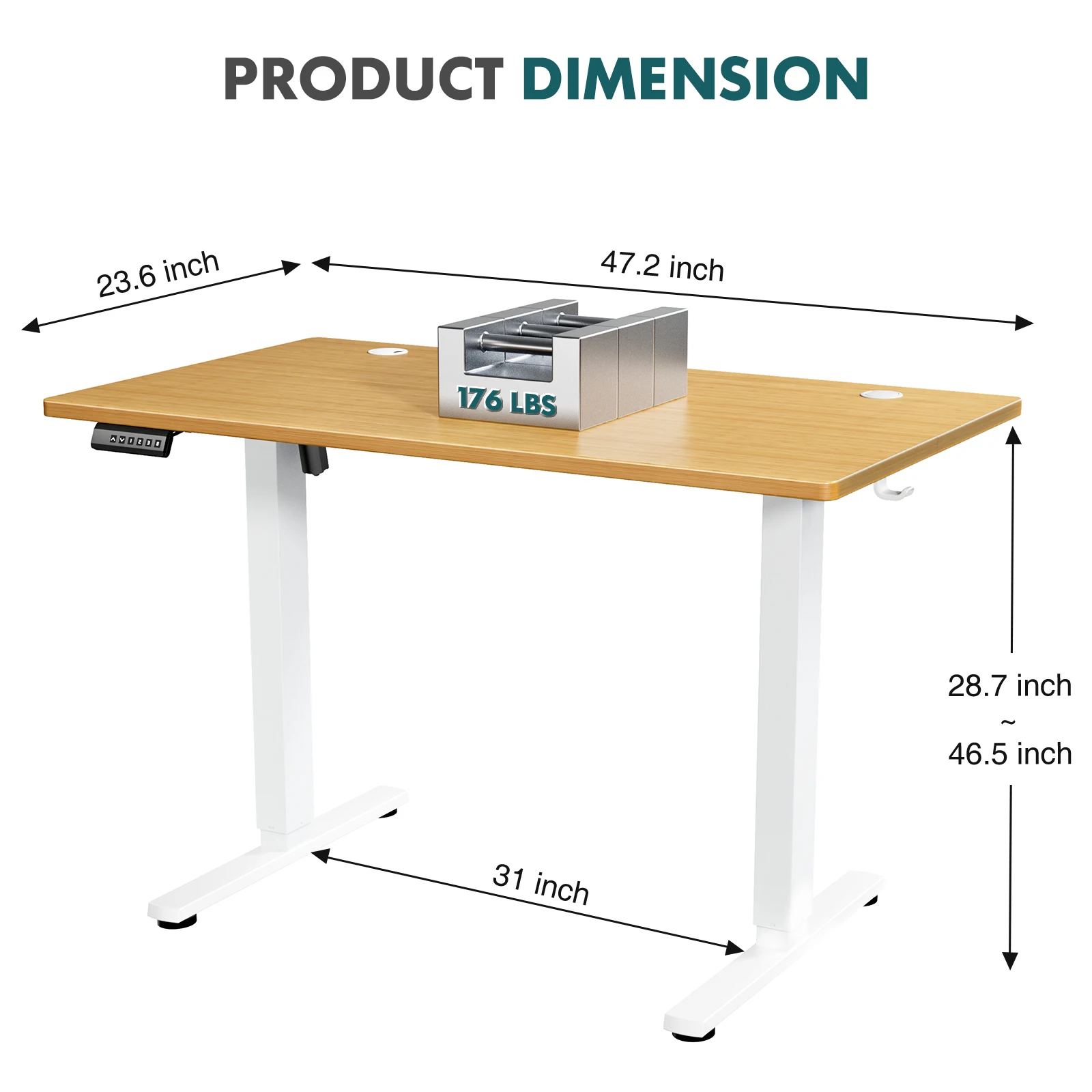 JHK Electric Adjustable Height Standing Computer Desk Ergonomic Sit Stand Up Down Computer Table Workstation For Home Office - Image 2
