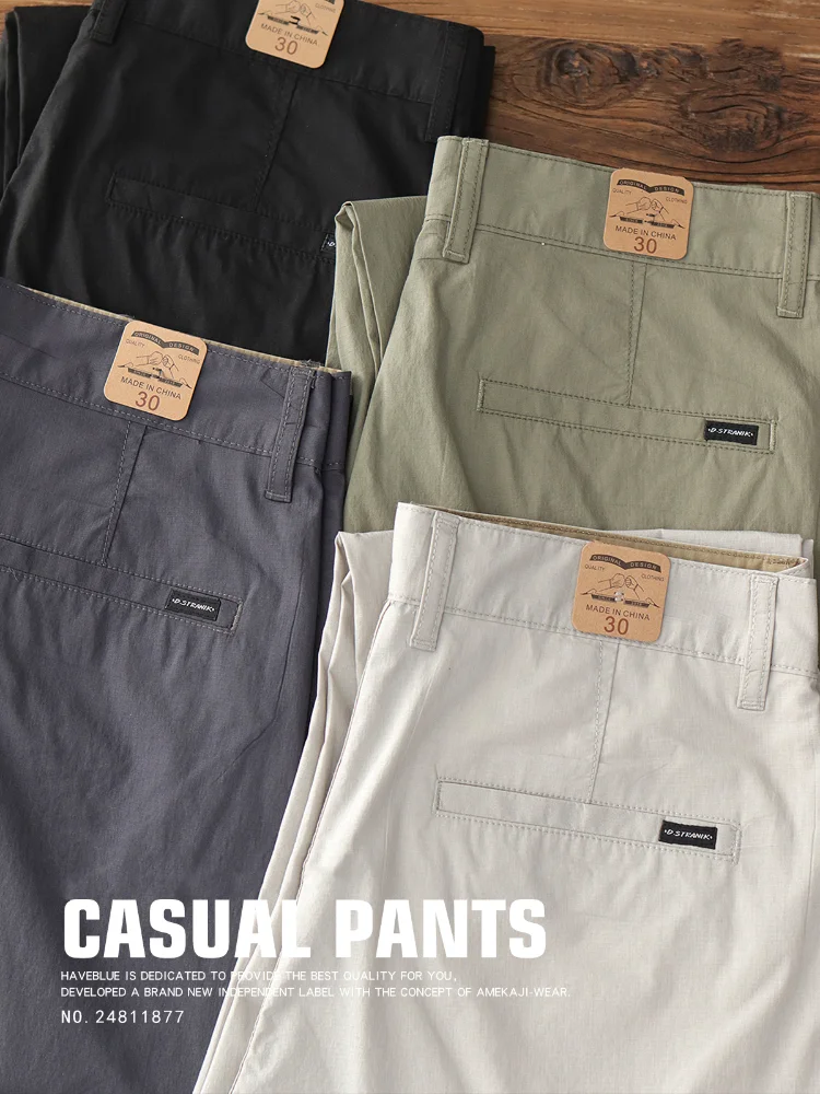 Summer New American Retro Thin Quick-drying Stretch Cargo Pants Men's Simple Chino Business Casual Straight Tapered Trousers - Image 6