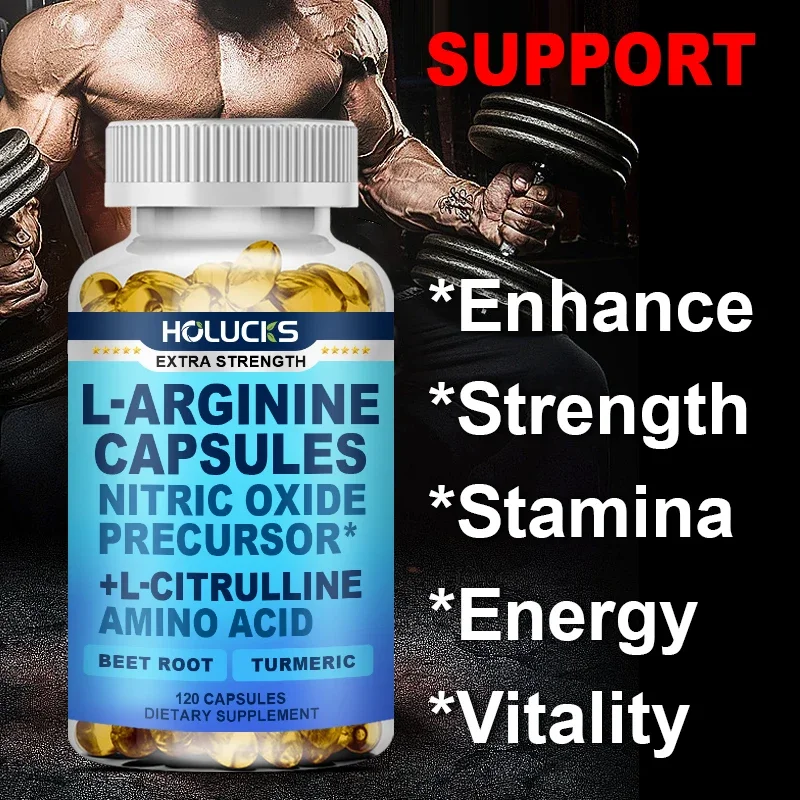 L-Arginine Supplement, with Beet Root & Turmeric, Supports Muscle Growth, Energy, Performance, Recovery & Vitality for Men - Image 2