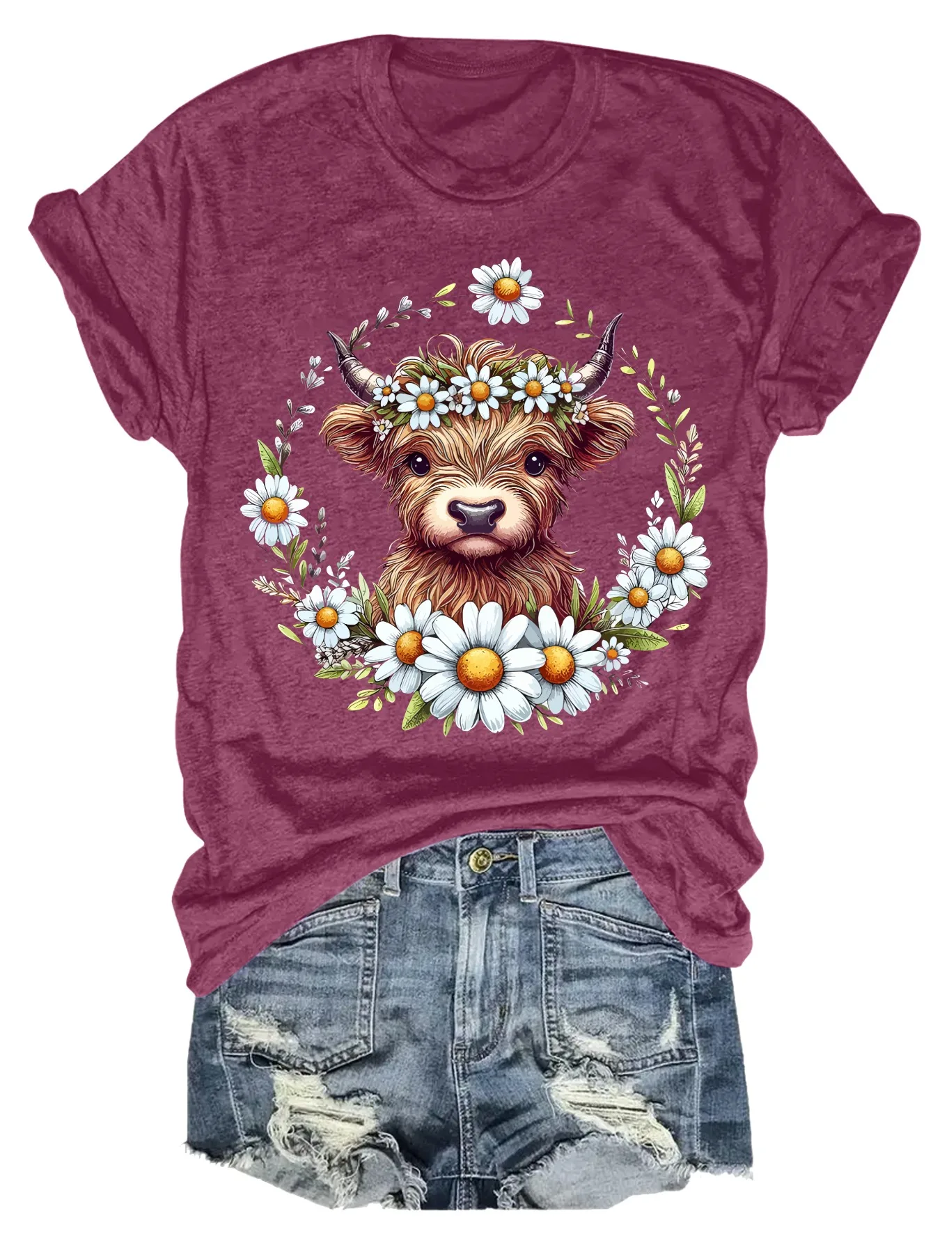 women's plus size tank top Cow With Daisy Wreath Suitable for sports and daily wear summer beach vacation tops womens clothes - Image 5