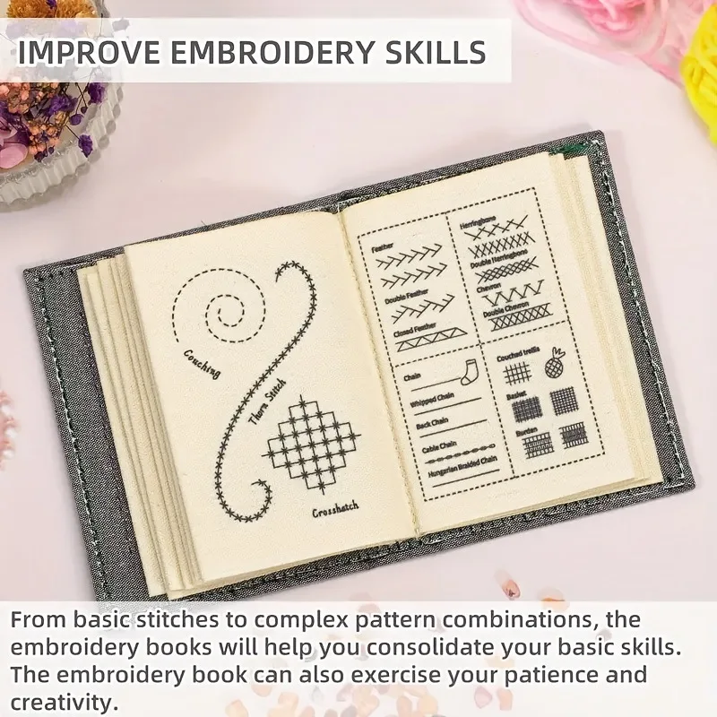 Embroidery Sewing Books DIY Stitch Books Embroidery Kit Linen Felting Needlework Sample Page Handcraft Art Tutorial Project - Image 4