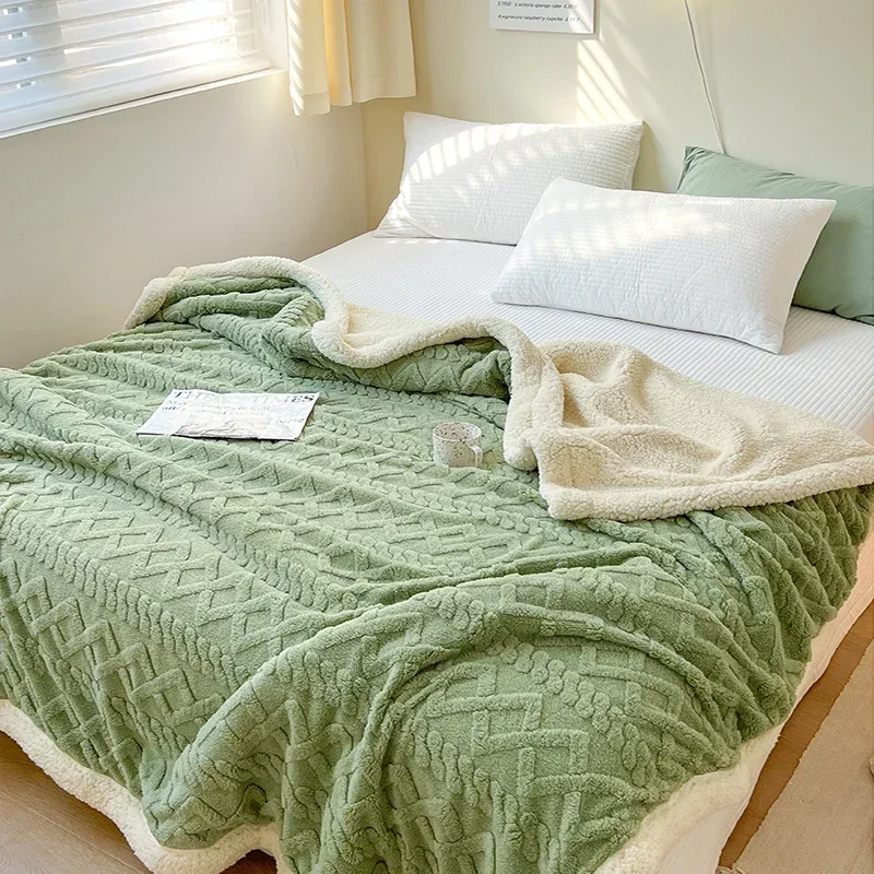 Soft Woolen Blanket for Bedding and Sofa, Warm Lamb Velvet Flannel Cover Blanket for Office, Air Conditioning and Nap - Image 6