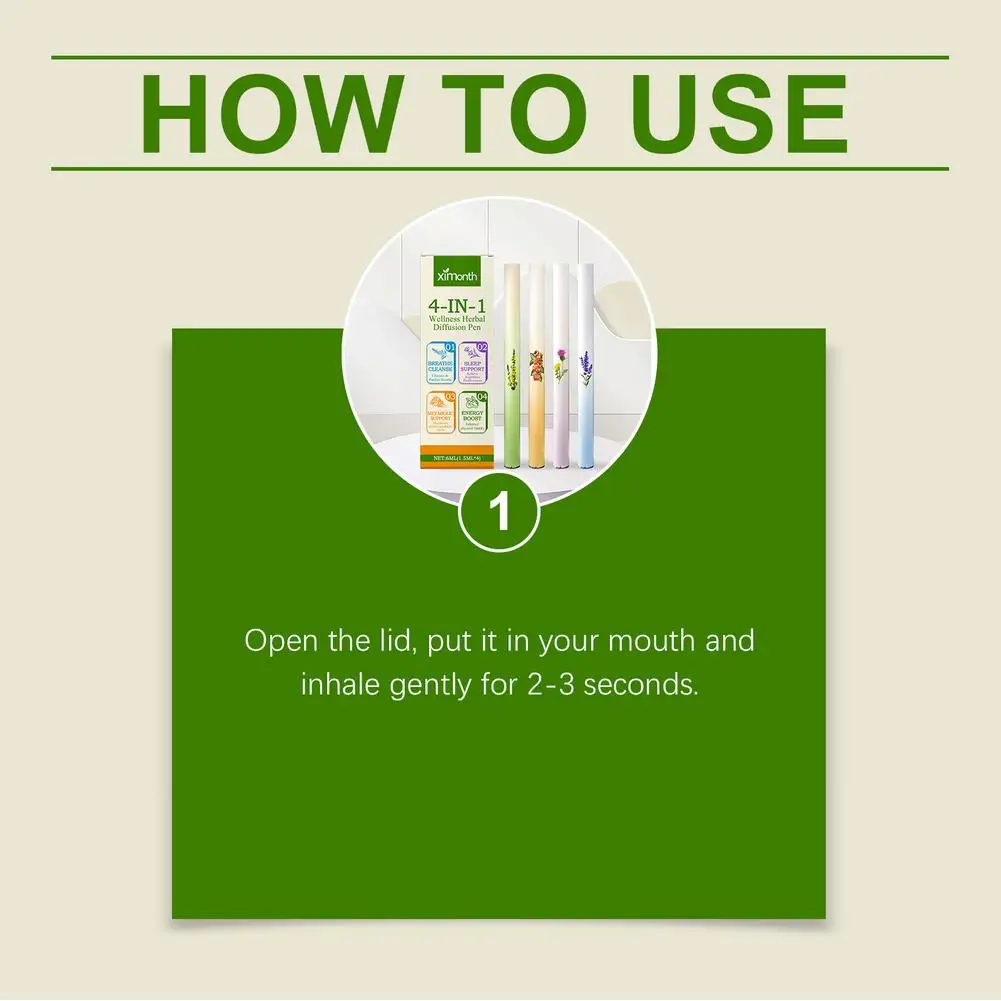4 In 1 Air Freshening Pen: Relaxing The Senses Clear Breathing Refreshing Invigorating Aromatherapy Diffuser Lung-Cleansing Pen