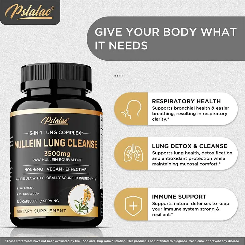 Mullein Lung Cleansing - Lung Clearing, Lung Health, Immunity - Smoker's Respiratory Supplement, Vegetarian Capsules - Image 4