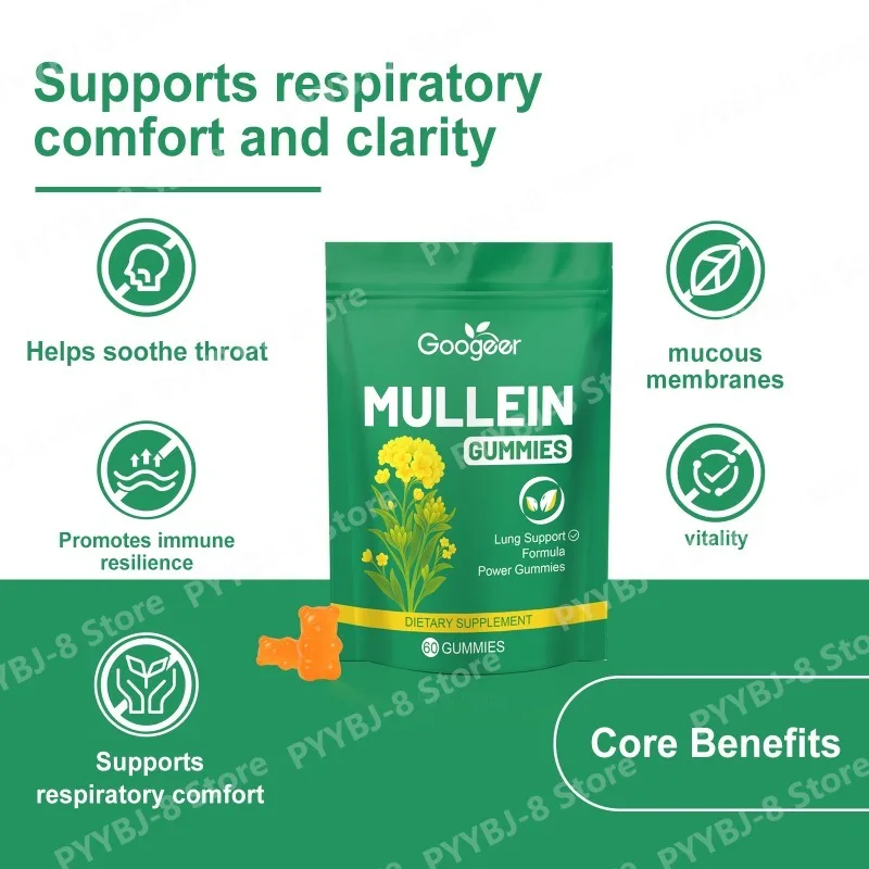 Googeer Mullein Leaf Extract Gummies Clean Lungs and Respiratory Health Support Easy To Absorb 60 Count - Image 6