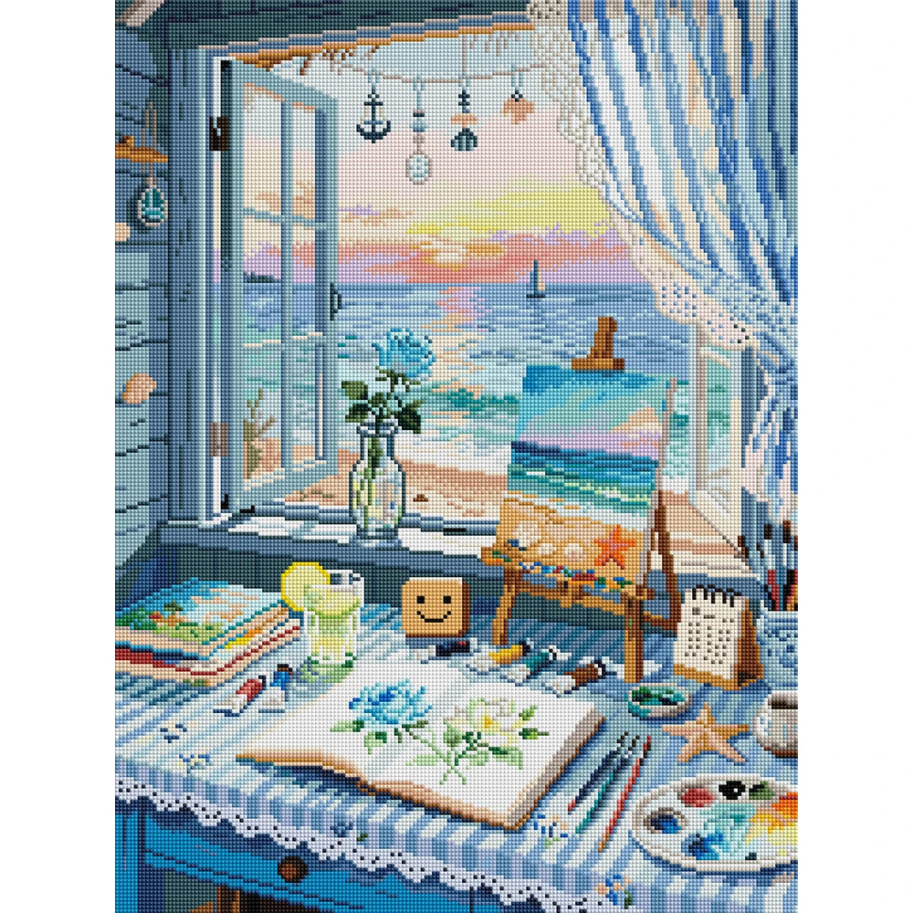 Forever Young 5D DIY Diamond Painting Kit Summer Serenity by the Sea Full Square Design with AB FD Drills for Adult Arts & Craft