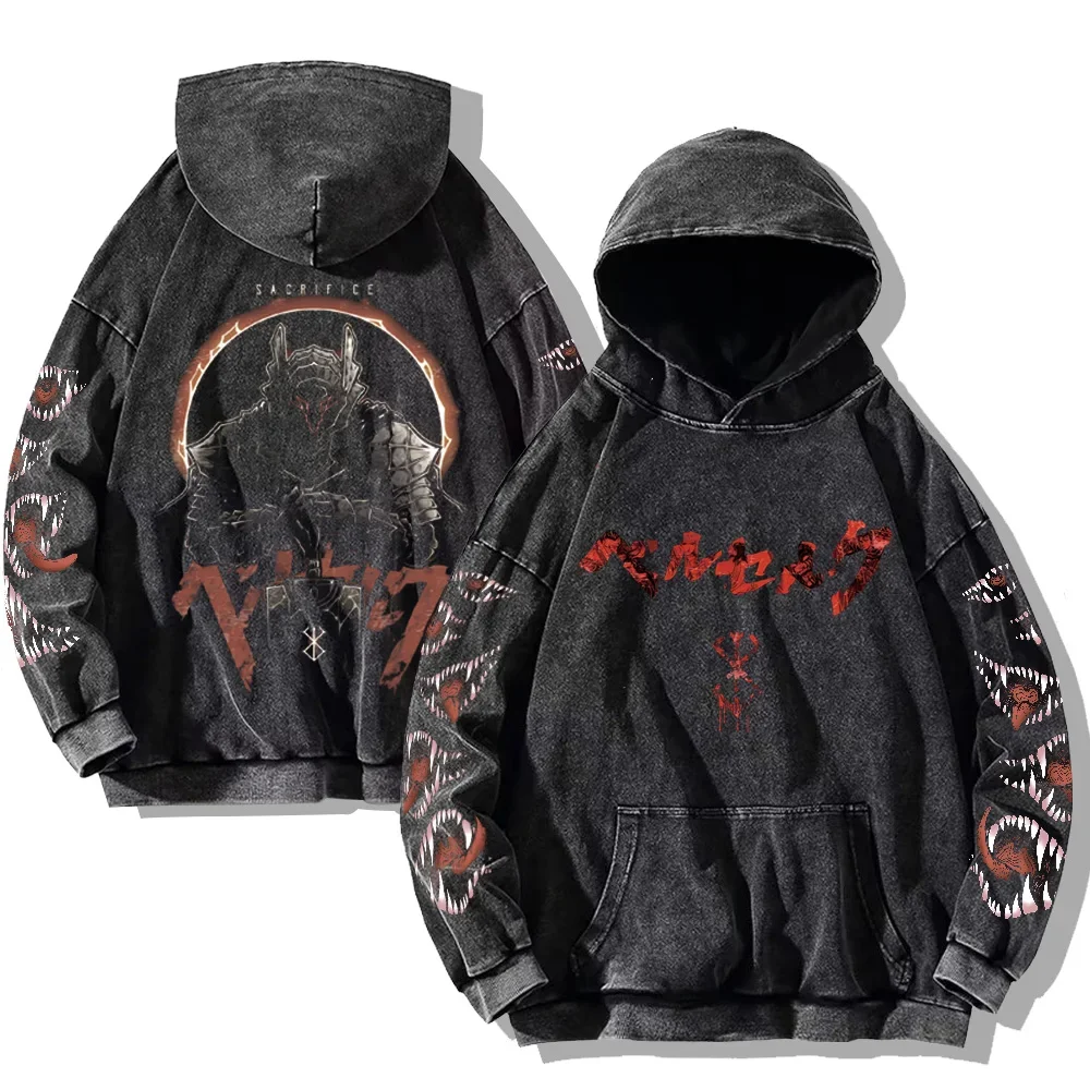 Gothic Vintage Washed Hoodies Teeth Funny Printed Sweatshirts Harajuku Retro Long Sleeve Pullover Men Women Y2k Oversized Hoodie - Image 5
