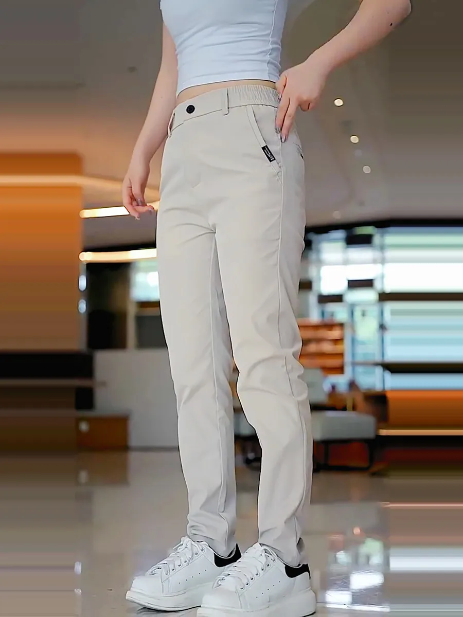 Summer Thin Men's Casual Pants Twill Fabric Elastic Waist Business Slim Straight Khaki Chino Work Trouser Male Brand Clothing - Image 5