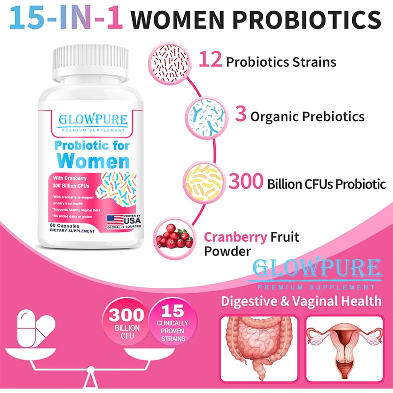 Probiotics for Women 300 Billion CFUs Probiotics 15-in-1 for Vaginal, Urinary Tract, PH Balance, Digestive, Gut, Bloating Health - Image 5