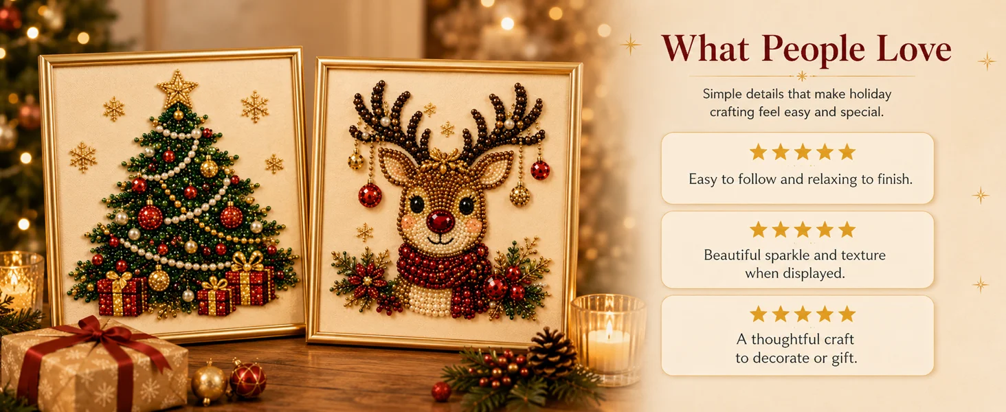 DIY Christmas Pearl Diamond Painting Art Kit with Frame