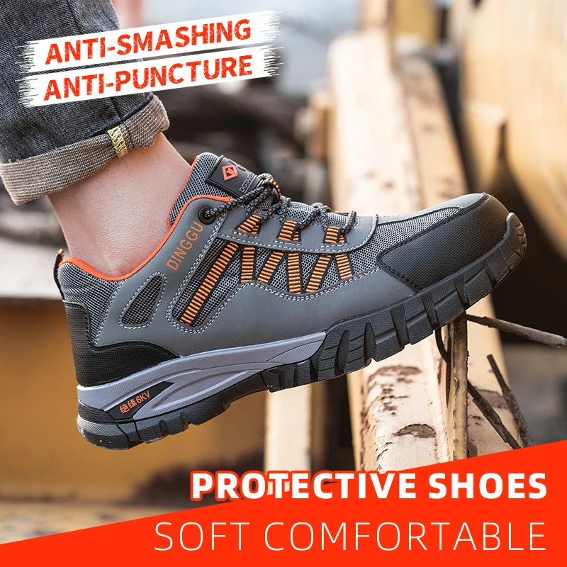Safety Work Boots Steel Toe Anti-smash Anti-puncture Indestructible Work Shoes for Men Women, Lightweight Breathable Non-slip Wear Resistant Rubber Sole Industrial Construction Protective Footwear, Shock Absorbing Comfort Insole Waterproof Oil Resistant S - Image 4