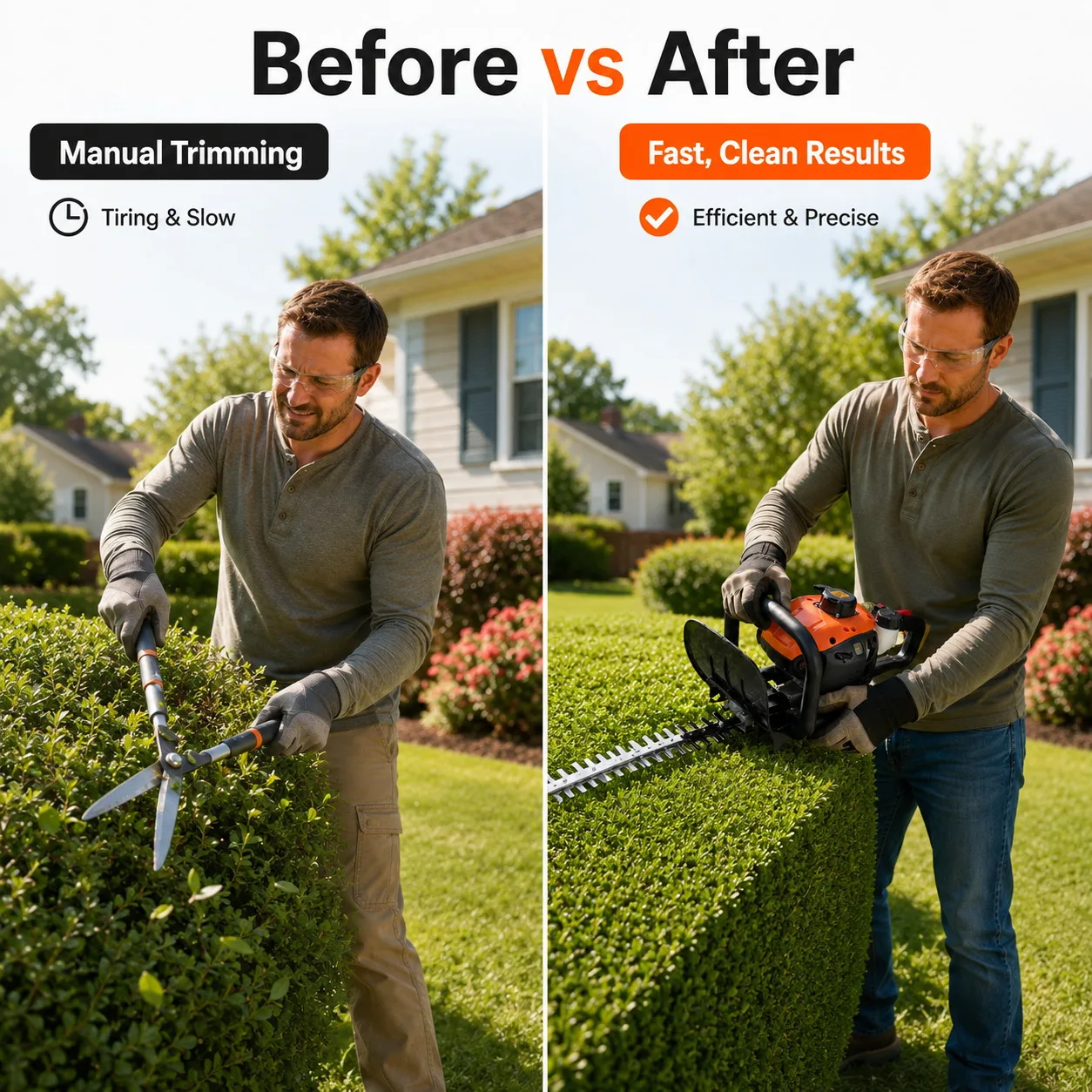 26cc Gas Hedge Trimmer 24 Inch Dual Sided Blade 2 Cycle Engine Garden Trimming Tool for Shrubs Hedges Bushes Yard Maintenance Outdoor Landscaping - Image 2