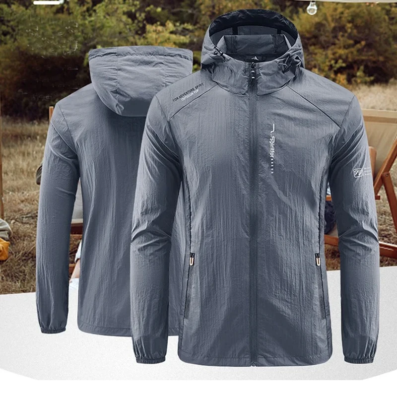 UPF50+ Summer Outdoor Quick Dry Sun-Protective Thin Jacket Men Hiking Fishing Cycling Hooded Gym Sport Ultra Light Windbreaker - Image 6