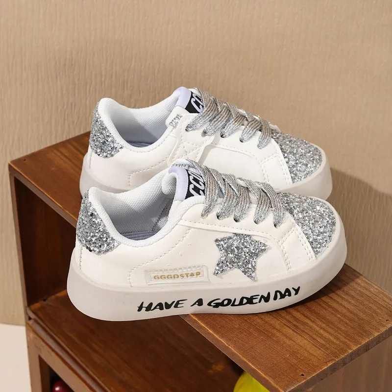 Fashionable Girls Sneakers Parent-child Summer Sports Shoes Student Casual Non-slip Shoes Children's Trendy Star Sequined Shoes - Image 3