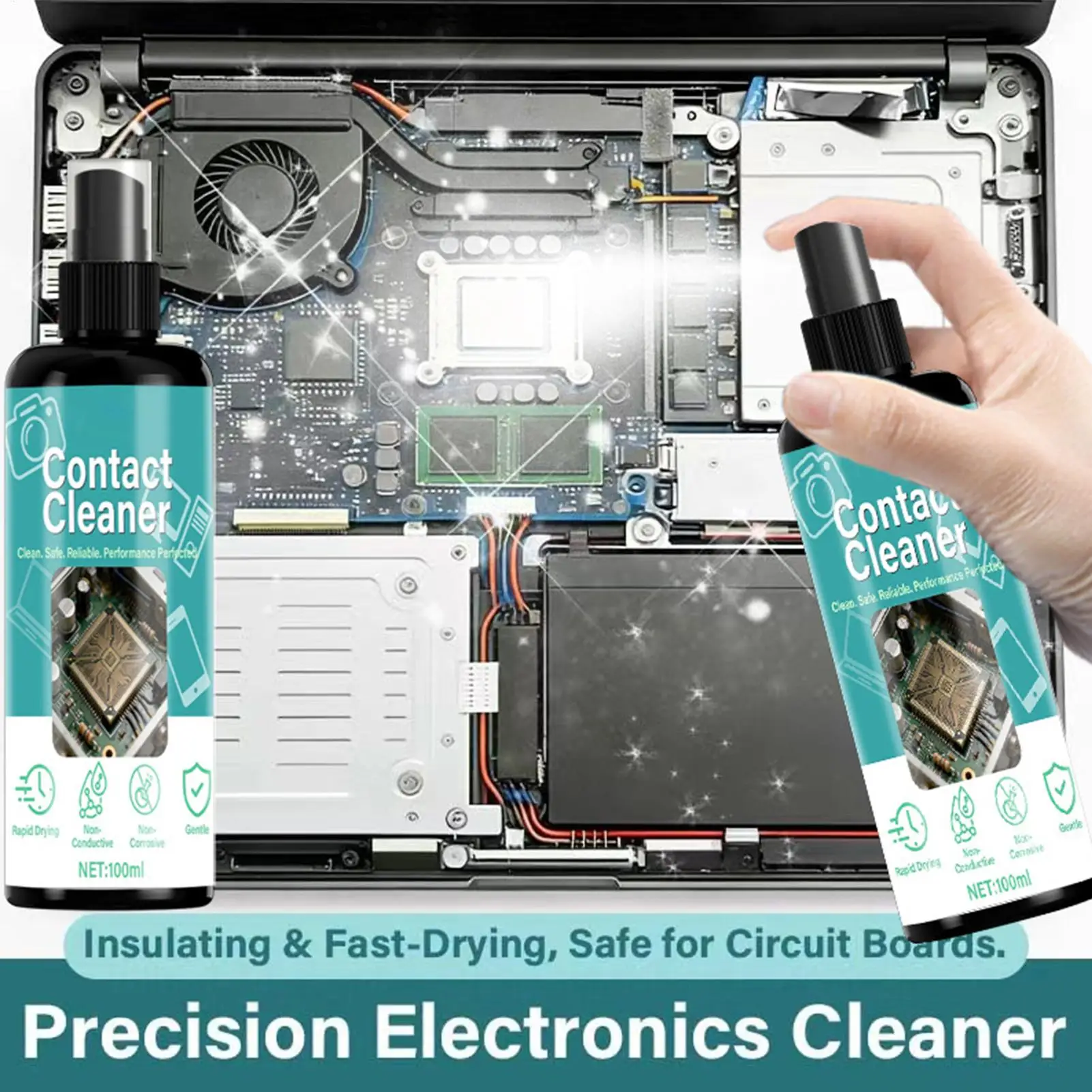 100ml Electrical Precision Contact Cleaner Fast Drying No Damaging Cleaner for Motherboard Circuit Boards Laptop Keyboard