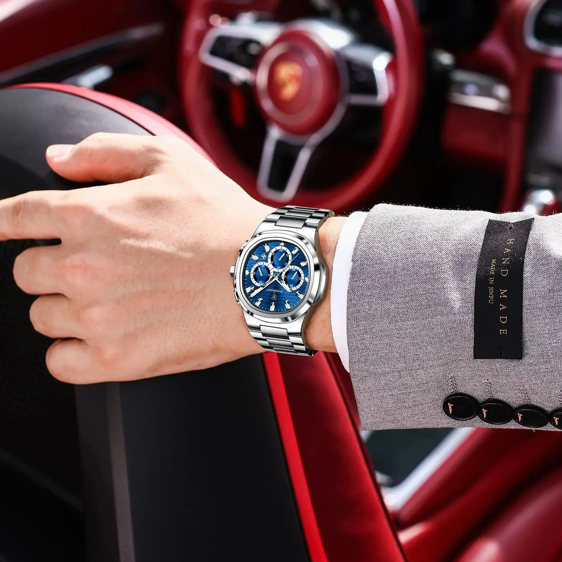 POEDAGAR Business Man Wristwatch Date Chronograph Waterproof Luminous Luxury Men Watch Stainless Steel Quartz Men's Watches Male - Image 5