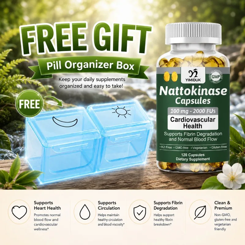 Natural Nattokinase Serrapeptase Supplement, Support Circulation, Energy, Inflammation Relief & Overall Body Health for Adults