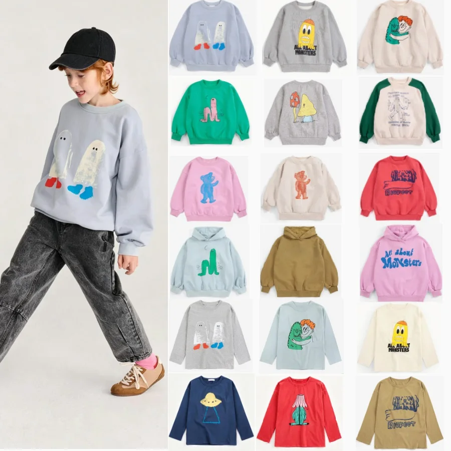 Kids Sweatshirt 2026 Winter New Fashion Plus Fleece Warm Boys and Girls Hooded Sweatshirt Cotton Crew Neck Long Sleeve T-Shirt