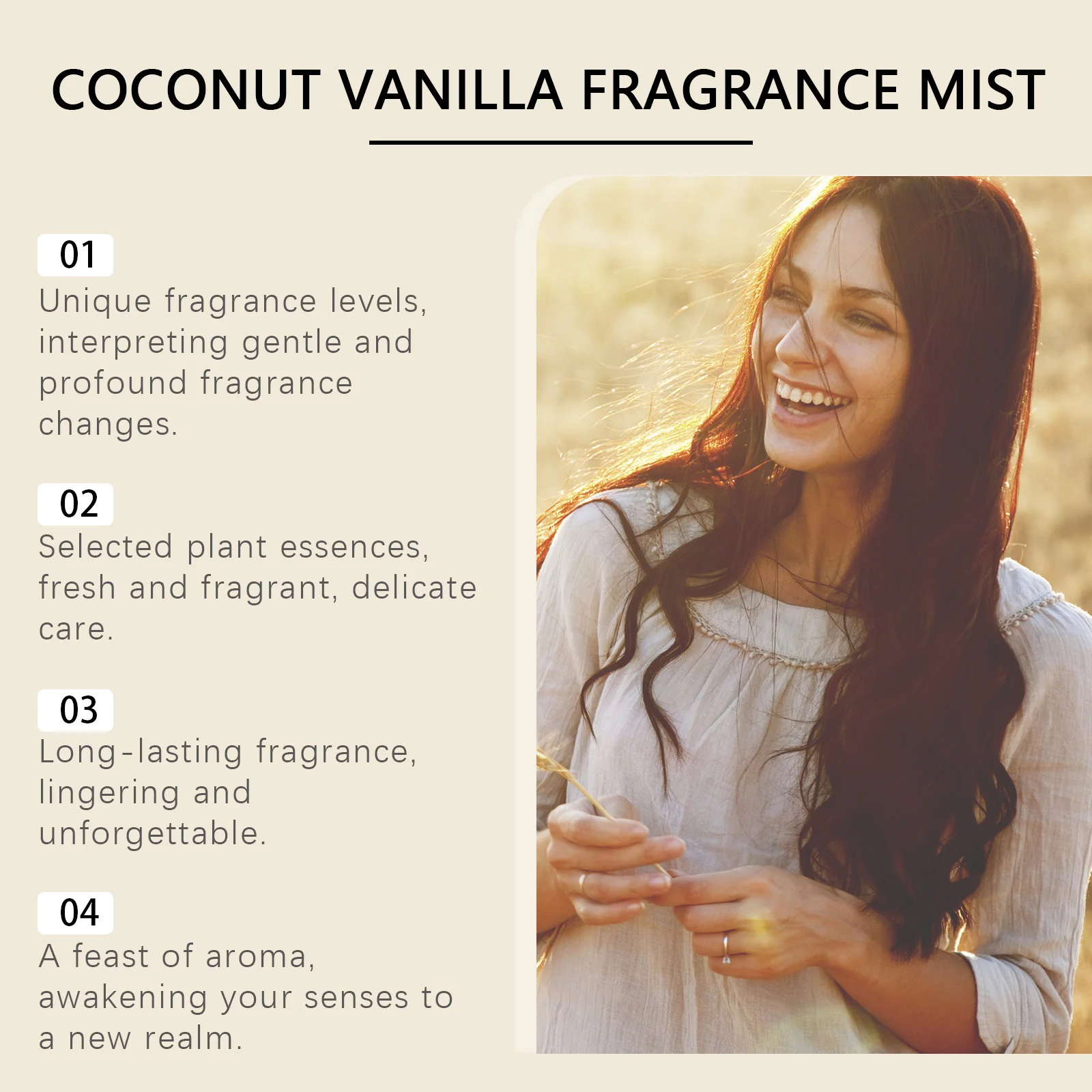 Coconut Vanilla Romantic Body Mist - Fresh Elegant Scent, Long-Lasting Natural Fragrance, Portable Daily Niche Perfume - Image 5