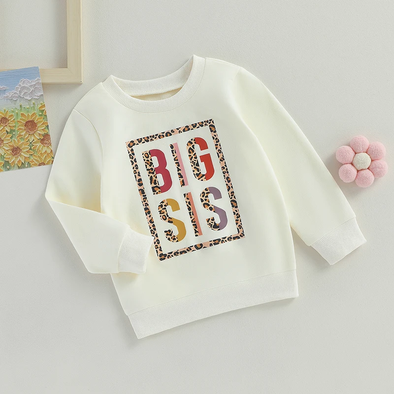 Citgeett Autumn Kids Toddler Girls Sweatshirts Long Sleeve Leopard Letter Print Loose Pullovers Fall Tops Clothes - Image 4