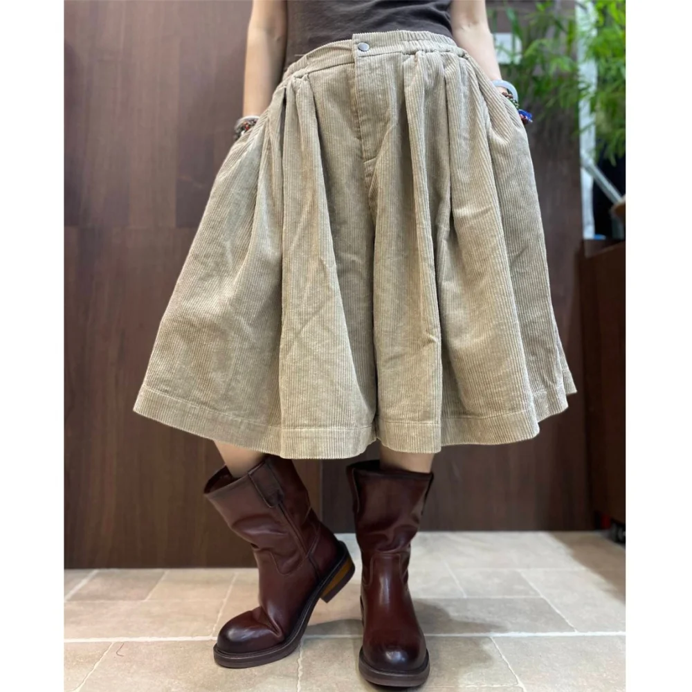 Casual Loose Wide-Leg Pants Women Plus Size Elastic Waist Versatile Slimming Mid-Length Pants XY584