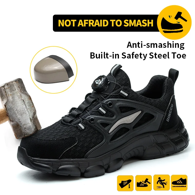 Steel Toe Safety Shoes Men Anti-puncture Work Shoes Breathable Industrial Construction Safety Boots Lightweight Breathable Safety Sneakers Mens Work Shoes Anti-slip Steel Toe Casual Safety Footwear - Image 6