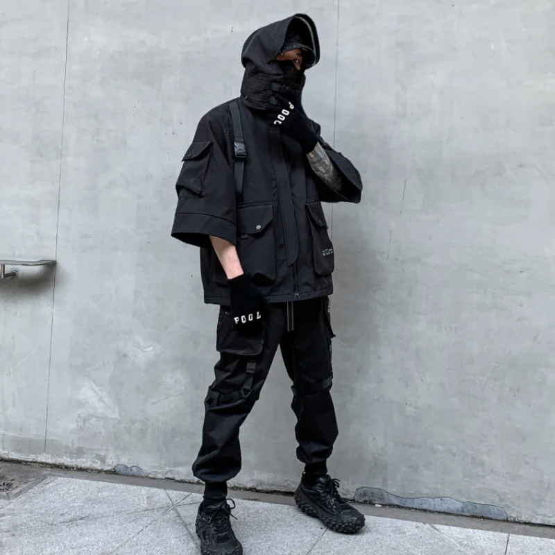 2026 Autumn Winter Hip Hop Techwear Cargo Jacket Men's Harajuku Casual Hooded Jackets Tactical Hooded Coats Streetwear - Image 3